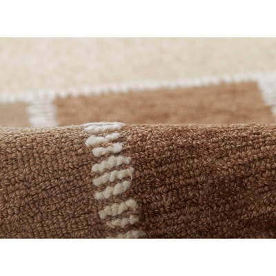 Beige and Brown Handmade Wool Tufted Rectangular Rug