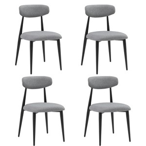 CIPACHO (Set of 4) Modern Dining Chairs , Curved Backrest Round Upholstered and Metal Frame,Grey - 1 of 1
