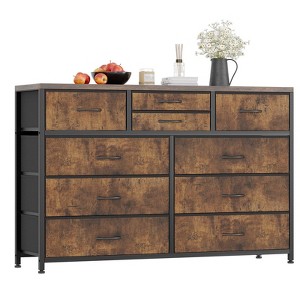 Jojoka Fabric Dresser with 10 Drawers, TV Stand Entertainment Center Fabric Storage Dressers Drawers, Steel Frame, Wood Top - 1 of 4