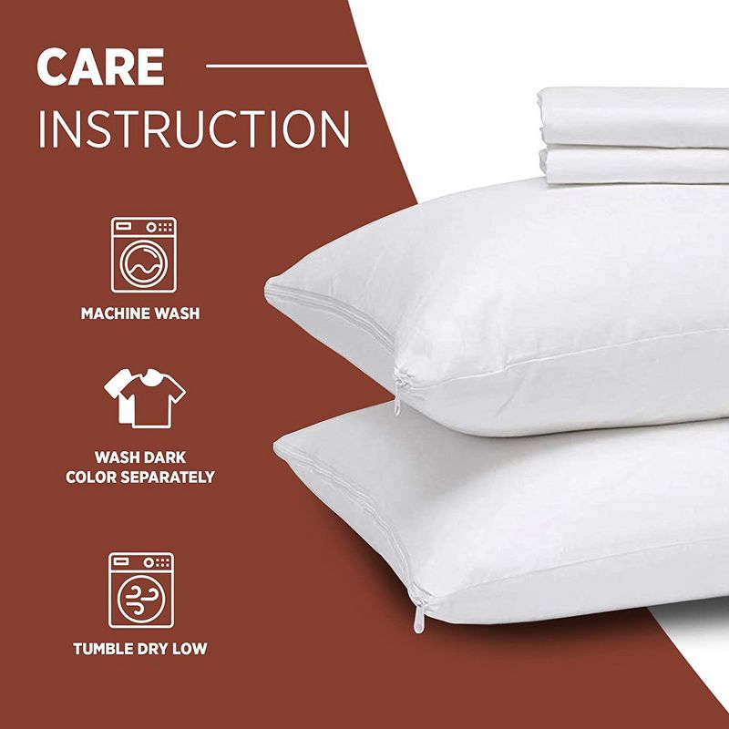 Better Bed Collection Zipped Poly/Cotton PIllow Protectors - 4 Pack White, 2 of 7