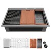 33in Drop in Kitchen Sink - 33*22 inch Gunmetal Black Kitchen Sink Topmount Single Bowl 16 Gauge Stainless Steel Ledge Workstation Kitchen Sinks - 2 of 4