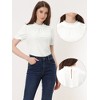 INSPIRE CHIC Women's Short Sleeve Velvet Keyhole Back Ruffle Mock Neck Shirt - 2 of 4