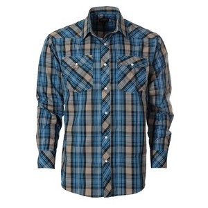 Gioberti Men's Western Plaid Long Sleeve Shirt with Pearl Snap-on - 1 of 3