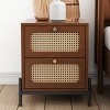 3-Piece Modern Cannage Rattan Bedroom Sets, Queen Size Platform Bed with 2 Nightstands 4A - ModernLuxe - 4 of 4