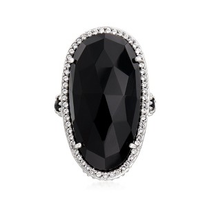 Ross-Simons Black Onyx, 0.40 ct. t.w. Black Spinel and .40 ct. t.w. White Topaz Cocktail Ring in Sterling Silver - 1 of 4