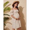 Women's Maternity Dress Floral Square Neck A Line Fashion Dress Short Sleeves Maternity Dress for Photography - 4 of 4