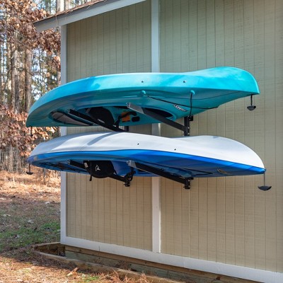 StoreYourBoard Adjustable Surfboard Rack - Wall Mount For 4 Boards, Heavy-Duty Steel, Black