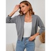 Clearlove Women's 3/4 Sleeve Open Front Cropped Cardigan Sweater Lightweight Knit Short Shrugs - 2 of 4