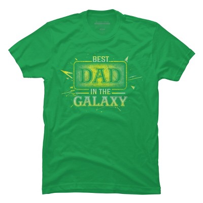 Men's Design By Humans Best Dad In Galaxy Badge By AmusingDesignCo T-Shirt