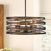DAKAFUL Rustic Swirl Cage Chandelier,Vintage Iron & Walnut Pendant Light,Adjustable Ceiling Light for Kitchen Island/Living Room/Entryway - 2 of 4