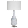 Uttermost Clariot Ribbed Blue Table Lamp – Ceramic with Blue & White Drip Glaze, Crystal Base, 16"x16"x31" - 3 of 4