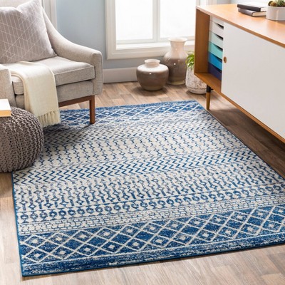 Elaziz Blue Geometric Patterned 2' x 3' Area Rug