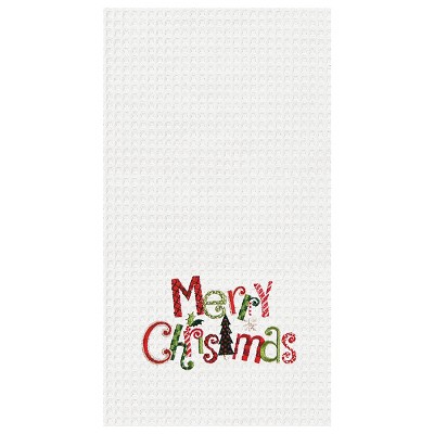 C&f Home 27 X 18 christmas In The Woods Sentiment With Log Cabin  Embroidered Cotton Waffle Weave Kitchen Dish Towel : Target