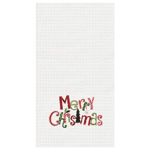 C&F Home "Merry Christmas" Christmas Festive Cotton Waffle Weave Kitchen Dishtowel - 1 of 4