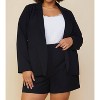 Women's PLUS SIZE LONG SLEEVE OPEN BLAZER - SKIES ARE BLUE - 3 of 4