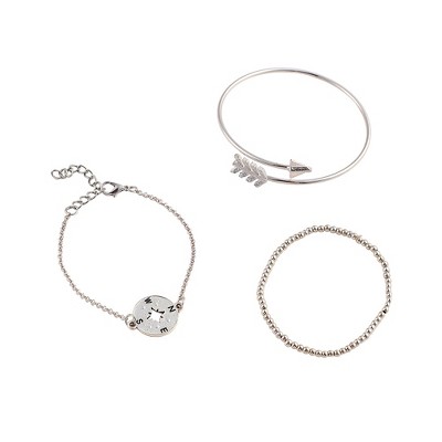 SOHI Women's Metallic Silver The Sailor's Multi-Layer Bracelet
