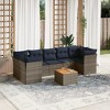 vidaXL Patio Sofa Set with Cushions 8 Piece, Outdoor Conversation Set, Patio Furniture Set for Balcony Garden, Modern Style, Gray Poly Rattan - 2 of 4