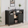 Sevobal Decorative Storage Cabinets, Rounded Corner Striped Kitchen Storage Cabinet Sideboard Buffet Cupboard, Farmhouse, Black 39.4*13.8*31.5 - 2 of 4