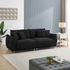 3-Seater Teddy Fleece Sofa, Compact Design Sofa with Modern Metal Legs and Throw Pillows, Sofa with Sponge Filling Cushions-Coolbibila - 2 of 4