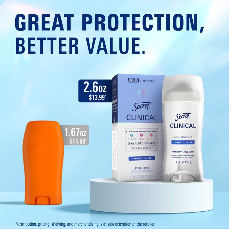 Secret Clinical 100HR Antiperspirant Deodorant for Women, Sweat & Odor Protection, Hyaluronic Acid, Soft Solid - Light&Fresh - 2.6 oz, 6 of 14