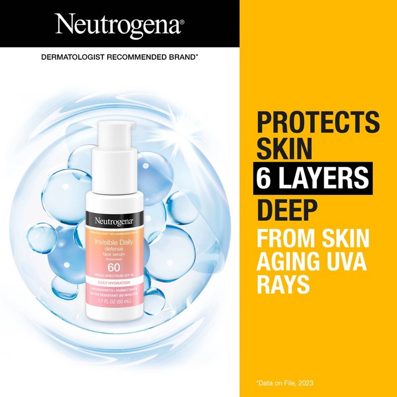 Neutrogena Invisible Daily Defense Sunscreen Face Serum - SPF 60 - 1.7 fl oz, 5 of 18