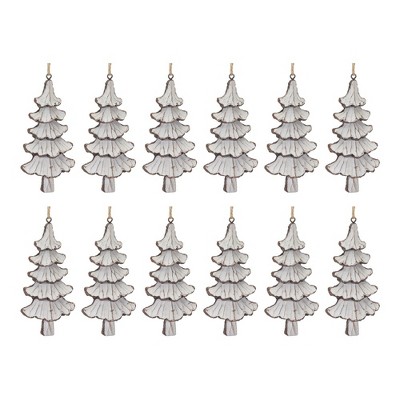Melrose White and Beige Resin Pine Tree Ornaments Set