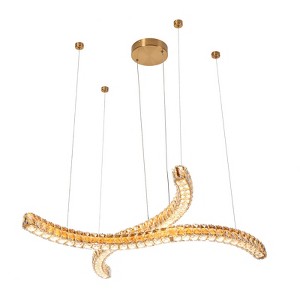 LNC Metorcalipia Luxury and Glam Empire/Geometric Integrated LED Crystal Chandelier, Polished Gold,23.6in/30in/34.6in/51.2in - 1 of 4