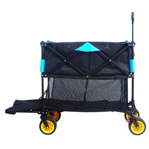 YONWAY 450 LBS Capacity,Double Decker Large Capacity Wagon Cart,with Extended Lower Shelf and 360° Rotating Wheels,for Camping,Shopping,Beach,Blue - 1 of 4