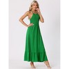Allegra K Women's Smocked Halter Neck Backless Sleeveless Summer Maxi Dress - 2 of 4