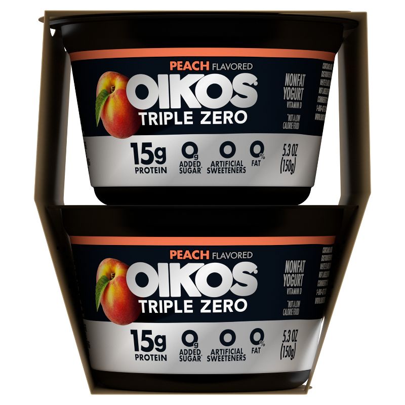 Oikos Triple Zero Peach Greek Yogurt - 4ct/5.3oz Cups, 6 of 13