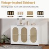 ORRD Retro 3-Door Sideboard with Rattan Doors & Metal Handles, White Accent Cabinet - 2 of 4