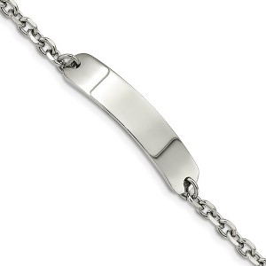 Black Bow Jewelry Women's Stainless Steel Cable Link I.D. Bracelet, 8 Inch - 1 of 4