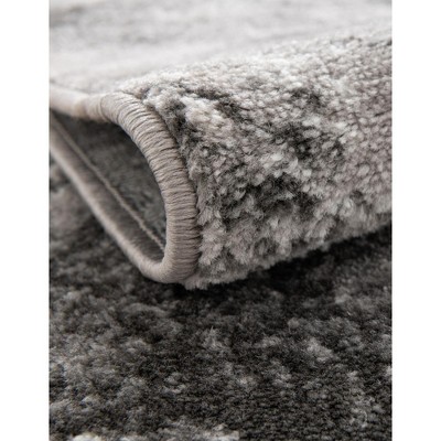Dark Gray Geometric Pattern Low Pile Area Rug