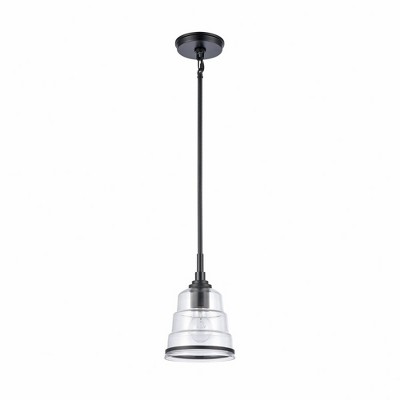 Boyer Transitional Mini Pendant with Clear Glass in Matte Black