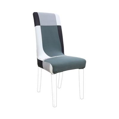 PiccoCasa Stretch Washable Dining Chair Cover Deep Green and Black  M 1 Pc