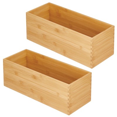 mDesign Bamboo Stackable Kitchen Drawer Organizer Tray