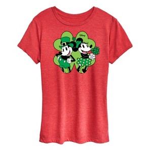 Women's - Disney - Mickey Minnie Shamrock Short Sleeve Graphic T-Shirt - 1 of 4