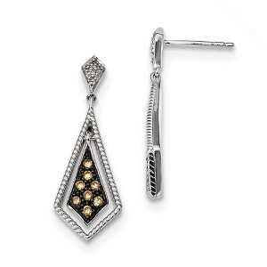Black Bow Jewelry Champagne & White Diamond Geometric Dangle Earrings in Sterling Silver - 1 of 3