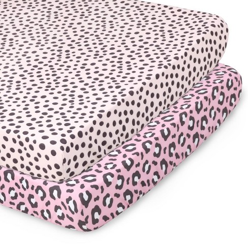 The Peanutshell Fitted Playard Sheets For Baby Girls' - Pink Cheetah Animal  Print - 2pk : Target