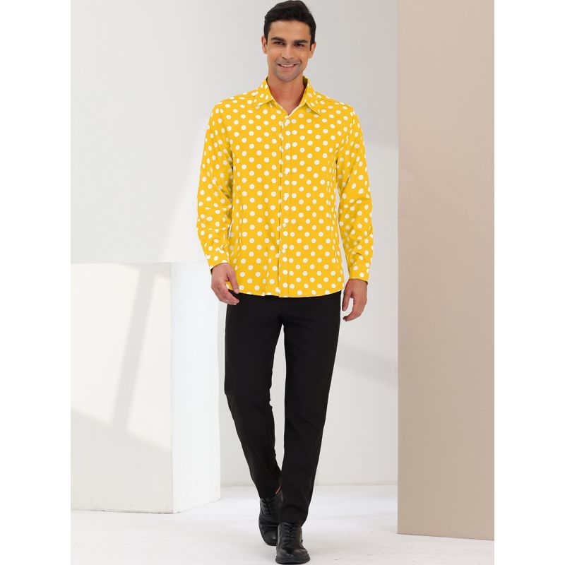 Lars Amadeus Men's Polka Dots Long Sleeve Slim Fit Dress Button Down Shirt, 3 of 7
