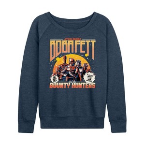 Women's - Star Wars - Boba Fett and the Bounty Hunters Band Lightweight French Terry Wide Neck Long Sleeve Shirt - 1 of 4