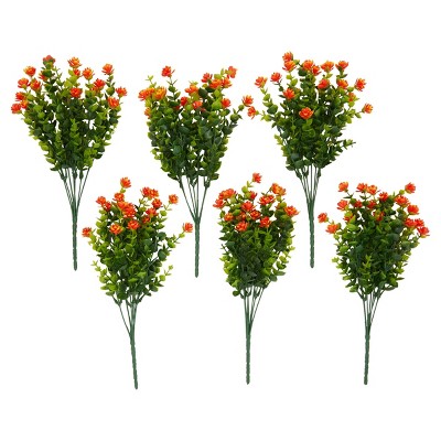 Okuna Outpost 6 Pack Artificial Camellia Flower Heads (15 in, Orange)