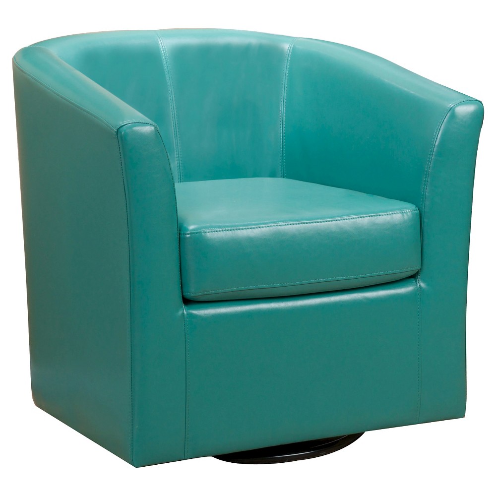 Photos - Chair Daymian Faux Leather Swivel Club  Turquoise - Christopher Knight Home