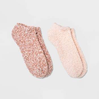 Women's 2pk Cozy Marled Crew Socks - Universal Thread™ Rose/light