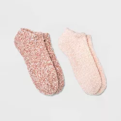 Women's Cozy Marled 2pk Low Cut Socks - Universal Thread™ Rose/Light Pink 4-10