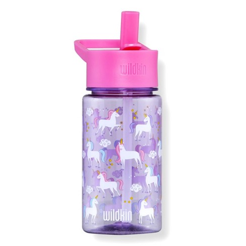 Kids Water Bottle w. Straw, Cute Unicorn Design Girls, Spill Proof,  Eco-Friendly