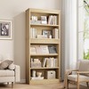 71" Farmhouse Bookcase w/Display Rack & Fluted Design, 5 Tier Tall Bookshelf with Wooden Base - 2 of 4