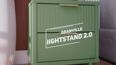 Granville Sage Green Modern Nightstand with Ribbed Drawer Front
