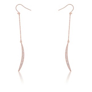 Slickblue Women's 0.5ct CZ Moon Drop Earrings in Rose Gold / Silver, Fish Hook, Pave Setting, Contemporary Style - 1 of 3