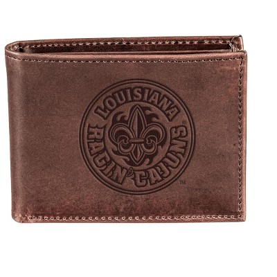 Evergreen NCAA Louisiana Ragin' Cajuns Brown Leather Bifold Wallet Officially Licensed with Gift Box